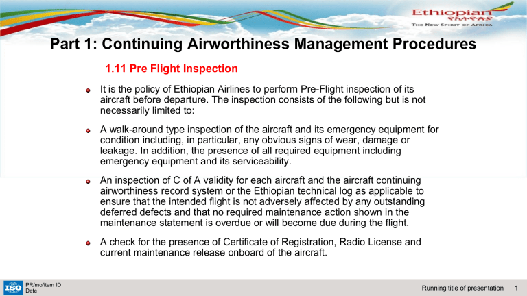 Ethiopian Airlines: Pre-Flight Inspection Procedures