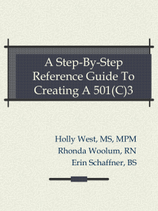 A Step-By-Step Reference Guide To Creating A 501(C)3