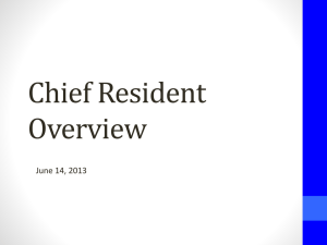Chief Resident Overview - School of Medicine