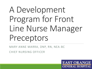 A Development Program for Front Line Nurse Manager Preceptors