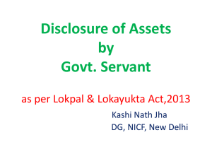 Disclosure of Assets by Govt. Servant as per Lokpal & Lokayukta Act