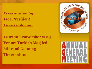 WMO AGM 2013 PPT - World Memon Organisation