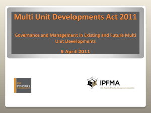 on Governance and Management in existing & future Multi Unit