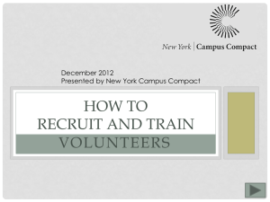 Recruiting and Training Volunteers