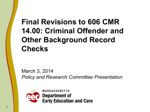 Final Revisions to 606 CMR 14.00