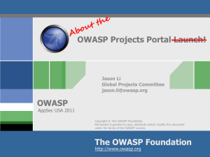 OWASP Plan - Strawman - OWASP AppSec USA 2011