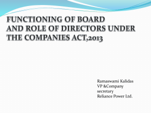 functioning of board and role of directors under the companies act
