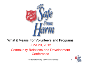 Safe From Harm - The Salvation Army USA Central Territory