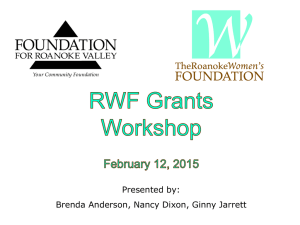 RWF Workshop Powerpoint - Foundation for Roanoke Valley