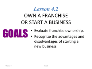 Lesson 4.2 OWN A FRANCHISE OR START A BUSINESS