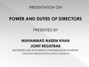 Presentation On Power And Duties Of Directors Presented By