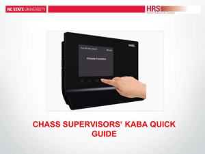CHASS Supervisors` KABA Quick Guide