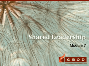 Module 7 Shared Leadership - School of Congregational