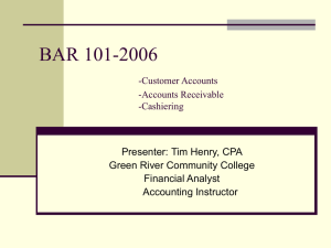 BAR 102 -Customer Accounts -Accounts Receivable