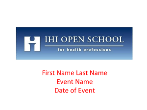 IHI Open School Overview Presentation