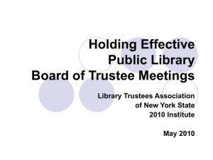 Holding Effective Public Library Board of Trustee Meetings
