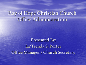 Ray of Hope Christian Church Office Administration
