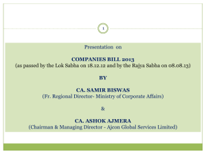 Presentation on Companies Bill - Ajcon Global Services Limited