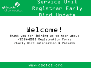 Service Unit Registrar Early Bird Update 2014