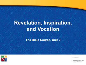 Revelation, Inspiration, and Vocation