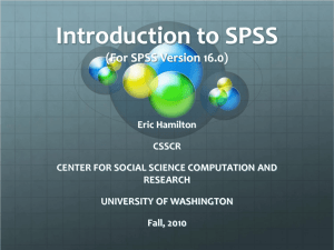 Introduction to SPSS - CSSCR