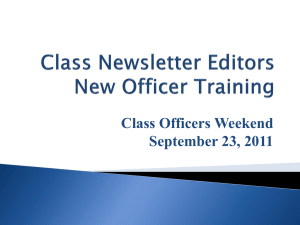 PowerPoint Presentation - Class Newsletter Editors New Officer