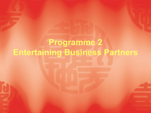 Programme 2 Entertaining Business Partners