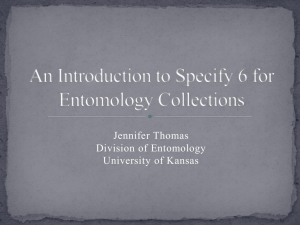 An Introduction to Specify 6 for entomology collections