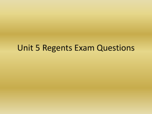 Unit 5 Regents Sample Questions