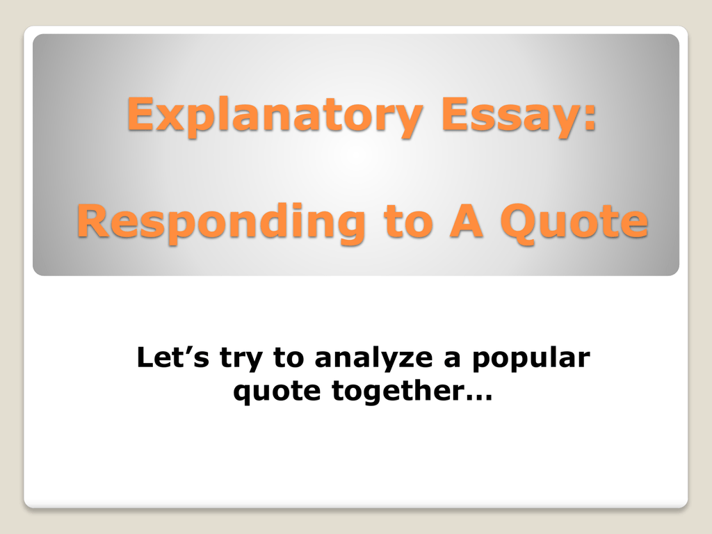 essay responding to quote