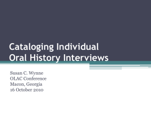 Cataloging Individual Oral History Interviews