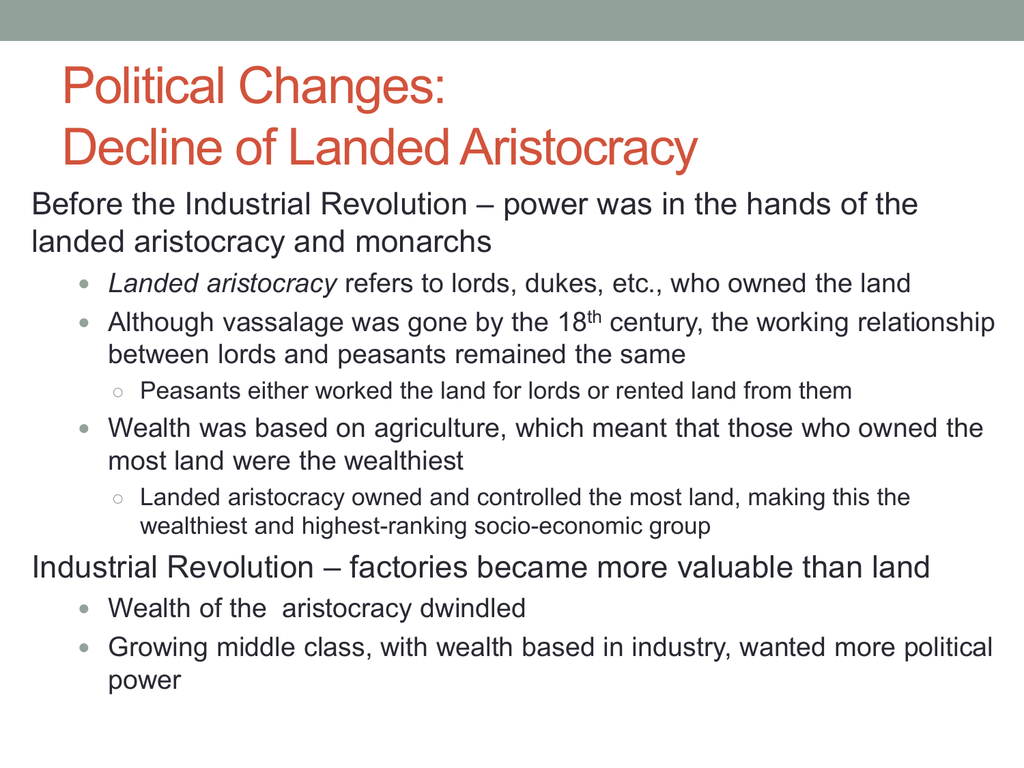 Political Changes Decline Of Landed Aristocracy