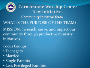Community Initiative - RCCG Cornerstone Worship Center