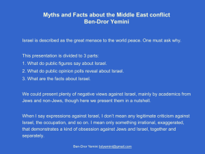 Myths and Facts about the Middle East conflict Ben-Dror Yemini