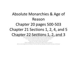 Absolute Monarchies & Age of Reason Chapter 21 Sections 1, 2
