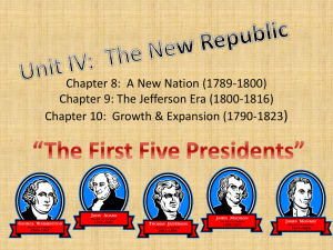 Chapter 8: A New Nation (1789-1800) Chapter 9: The