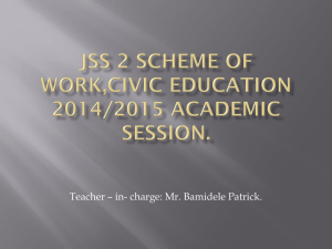 JSS 2 SCHEME OF WORK,CIVIC EDUCATION 2014/2015