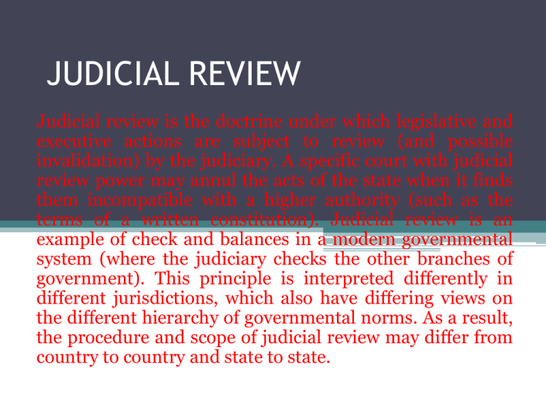 JUDICIAL REVIEW