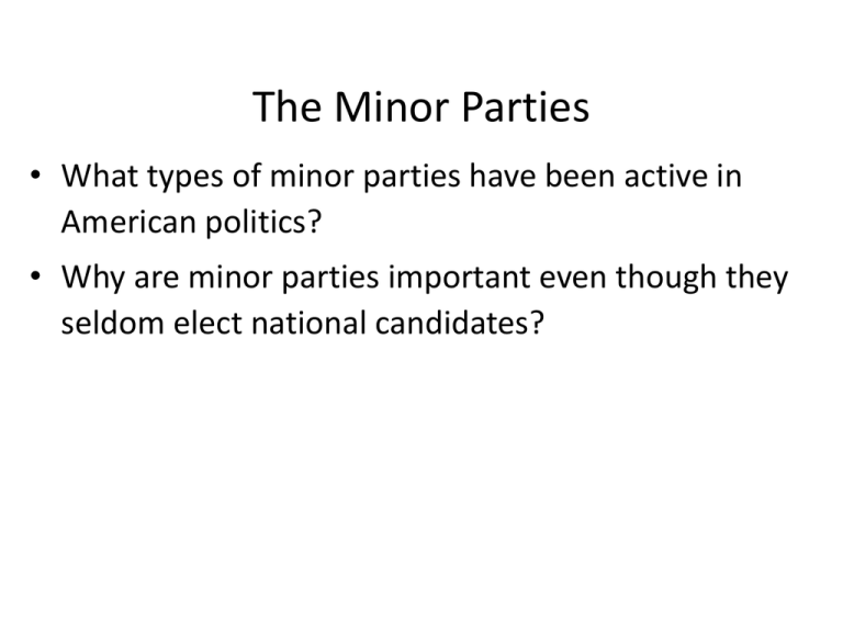 Describe The Four Different Types Of Minor Parties In The United States