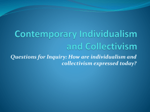 Contemporary Individualism and Collectivism