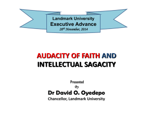 Audacity of Faith and Intellectual Sagacity.