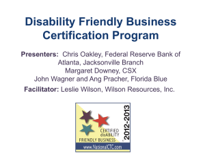 Disability Friendly Business Certification Program Presenters