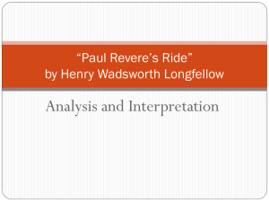 “Paul Revere`s Ride” by Henry Wadsworth Longfellow