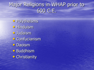 Major Religions in WHAP prior to 600 C.E.