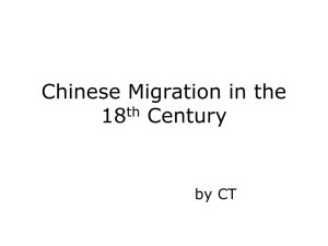 Chinese Migration in the 18th Century
