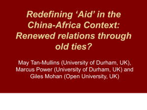 Redefining `Aid` in the China-Africa Context