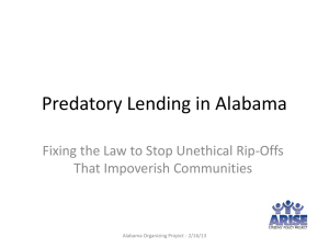 Predatory Lending in Alabama