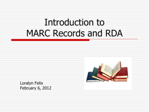 Intro to MARC and RDA