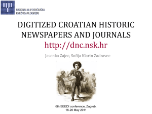 DIGITIZED CROATIAN HISTORIC NEWSPAPERS AND JOURNALS