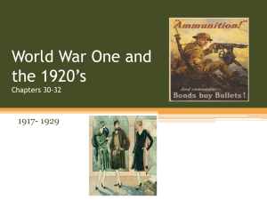 World War One and the 1920`s